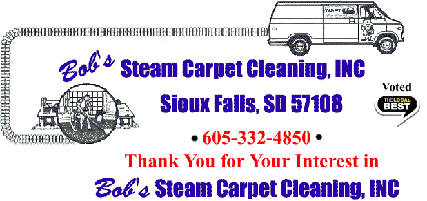 Bob's Steam Carpet Cleaning Inc. cleaning carpets, upholstery, drapery, tile and grout in South Dakota