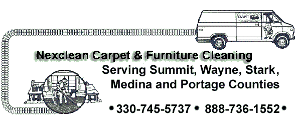 Nexclean Carpet, Rug and Upholstery Cleaning serving Summit, Wayne, Stark, Medina and Portage Counties Ohio using the Bane-Clene Truckmounted Carpet Cleaning Equipment