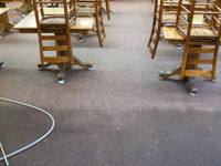 Cleaning dirty restaurant carpet with Bane-Clene carept cleaning equipment and chemicals
