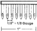 Gauge - the distance between the needles in the tufting machine